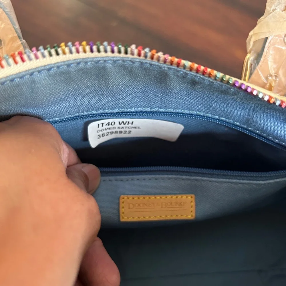 Vintage Y2K Dooney & Bourke Domed Satchel White Rainbow Monogram NWT IT40WH